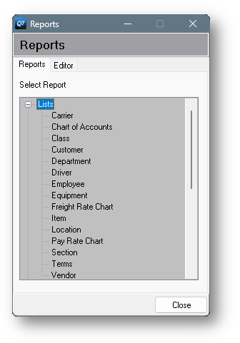 Expand Lists in the Reports program.